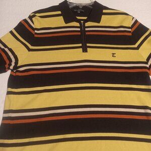 Ted Lapidus Men's Striped 1/4 Zip Polo Shirt Size L